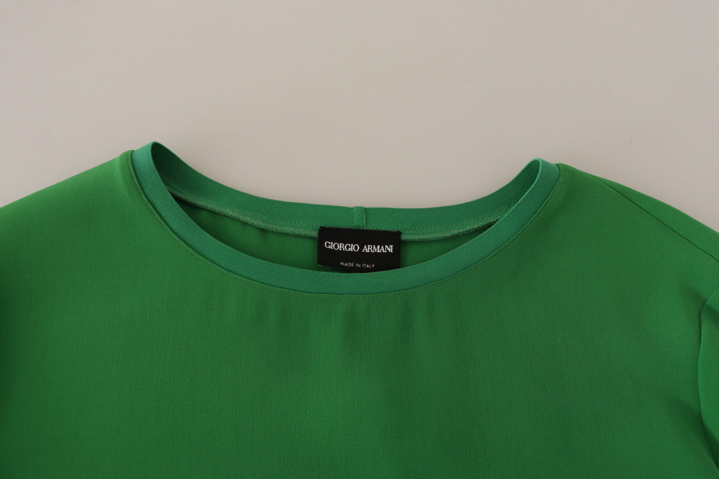 Green Silk Long Sleeves Round Neck Sweater-Armani-LabelTerrace.com