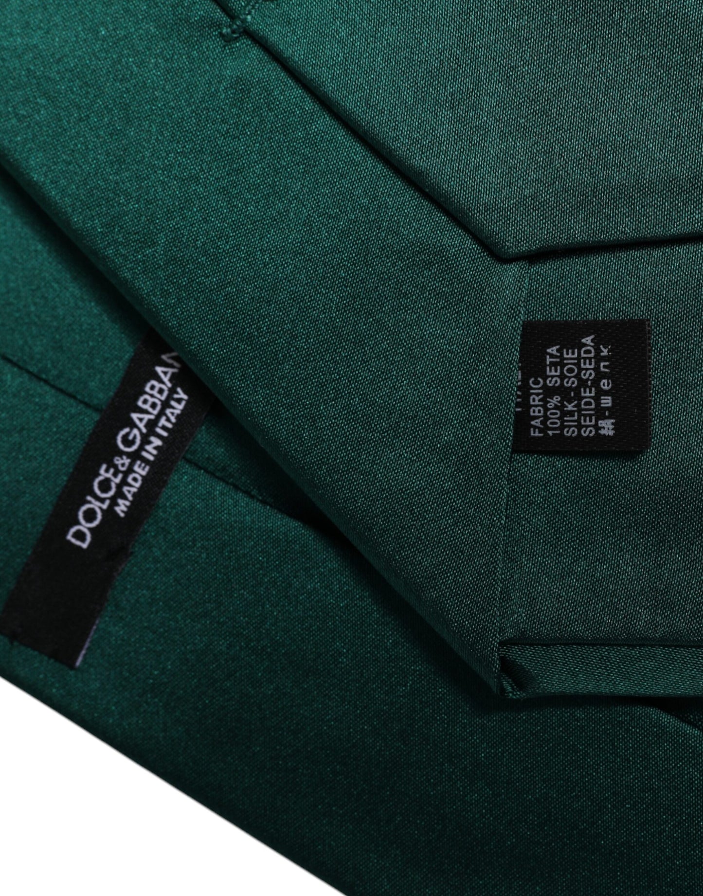 Green Solid Cotton Adjustable Necktie Tie-Dolce & Gabbana-LabelTerrace.com