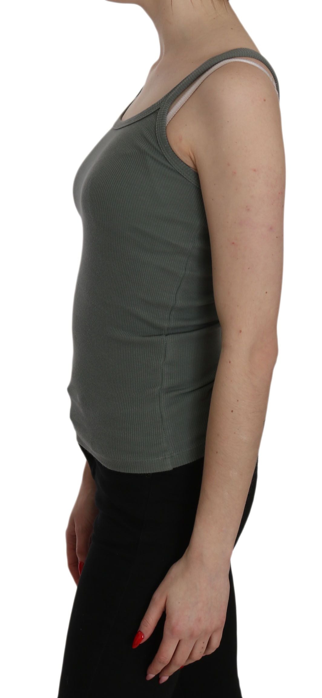 Green Spaghetti Strap Slim Fit Casual Tank Top Blouse-PINK MEMORIES-LabelTerrace.com