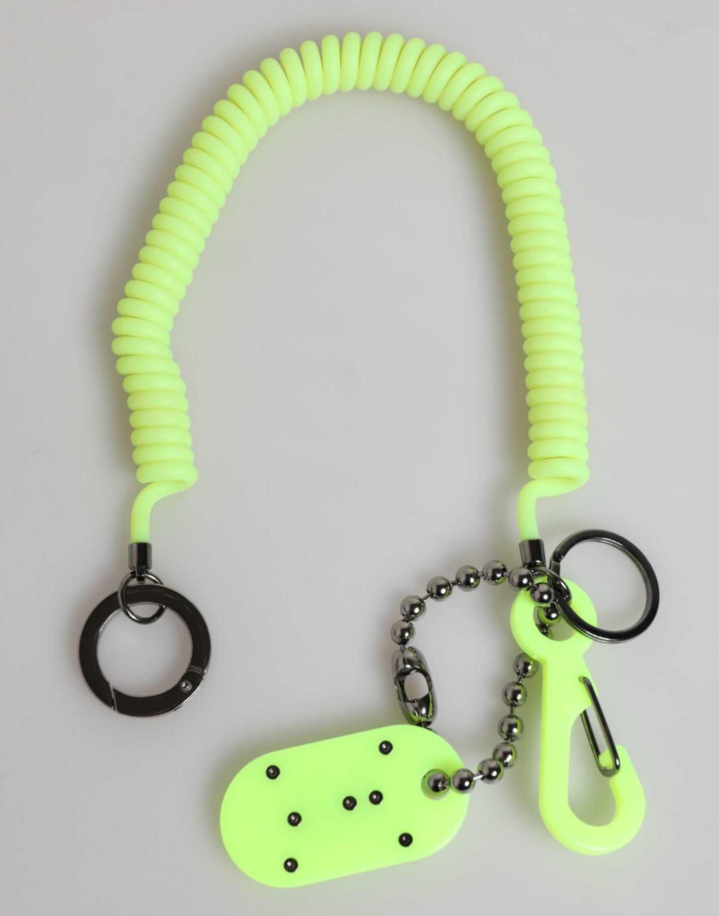 Green Springy Key Holder DG Logo Men's Keychain Keyring-Dolce & Gabbana-LabelTerrace.com