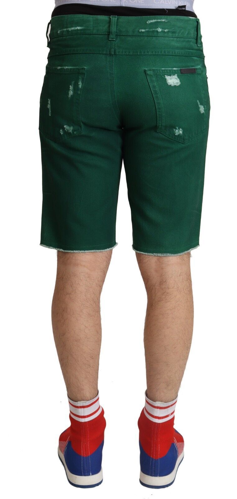Green Tattered Cotton Men Denim Bermuda Shorts-Dolce & Gabbana-LabelTerrace.com