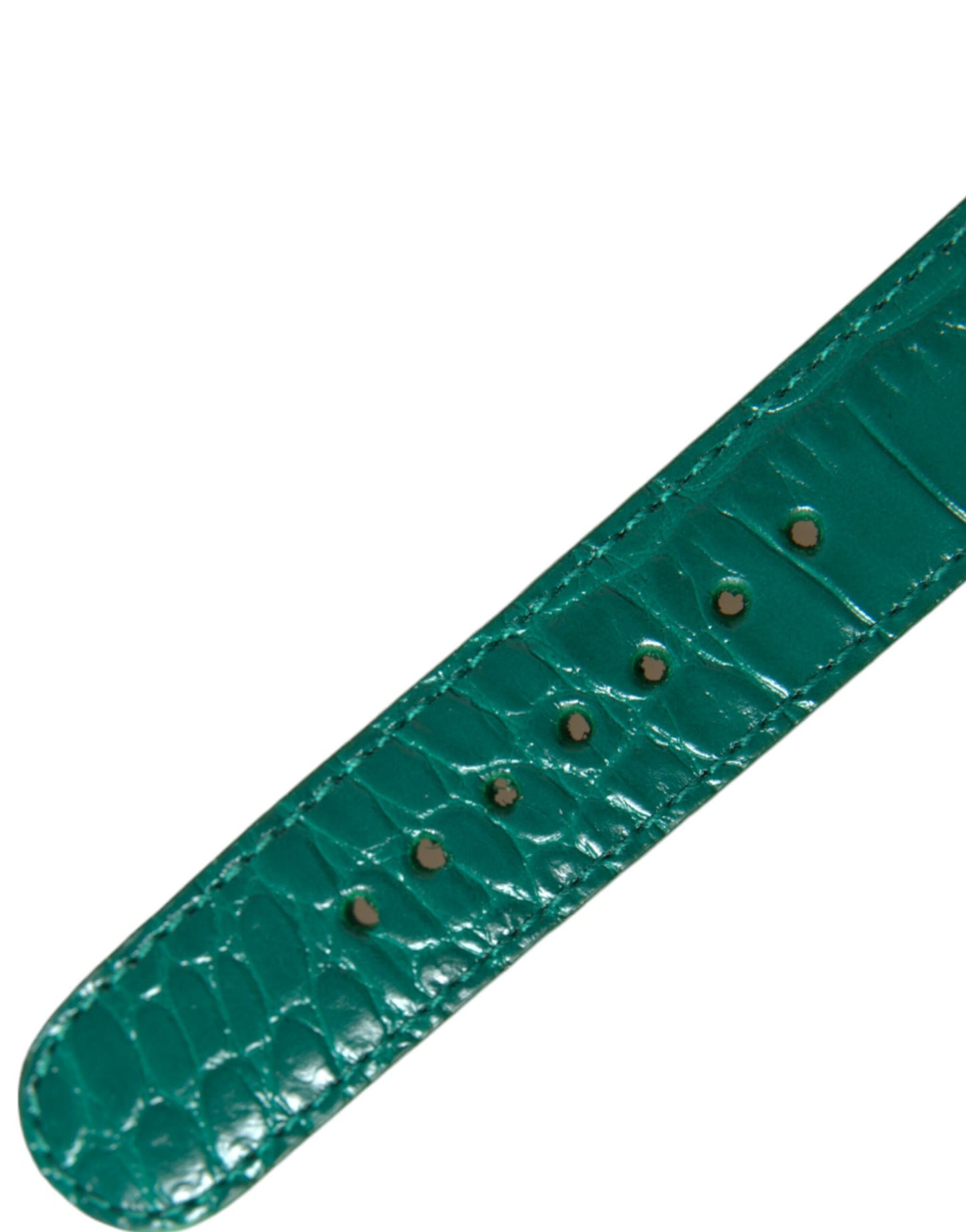 Green Textured Leather Gold Tone Metal Buckle Neckband-Dolce & Gabbana-LabelTerrace.com