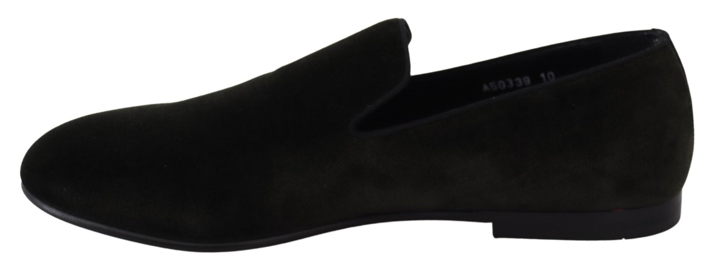 Green Velvet Slip On Mens Loafers Shoes-Dolce & Gabbana-LabelTerrace.com