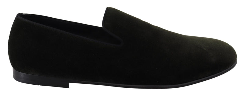 Green Velvet Slip On Mens Loafers Shoes-Dolce & Gabbana-LabelTerrace.com