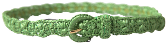Green Viscose Weaved Skinny Waist Belt-Dolce & Gabbana-LabelTerrace.com