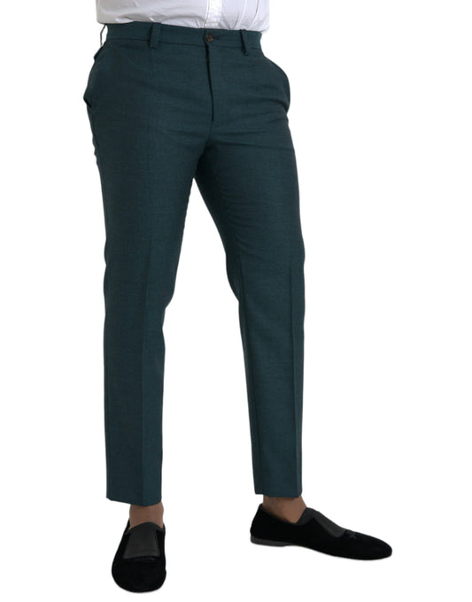 Green Wool Skinny Slim Dress Pants-Dolce & Gabbana-LabelTerrace.com