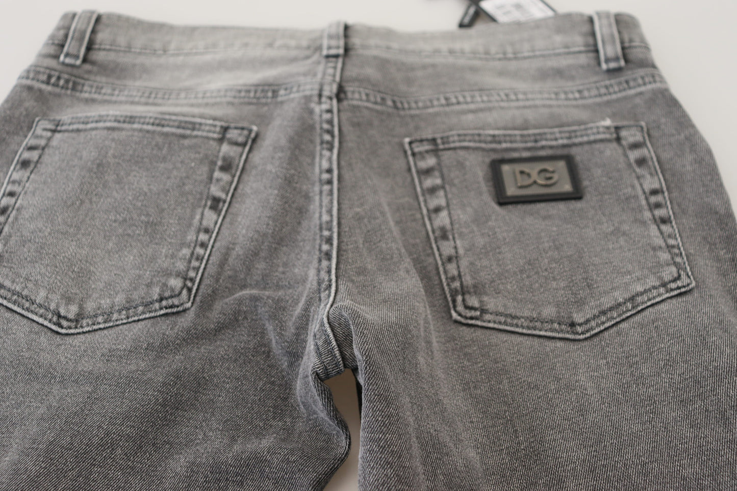 Grey Washed Cotton Skinny Denim Jeans-Dolce & Gabbana-LabelTerrace.com