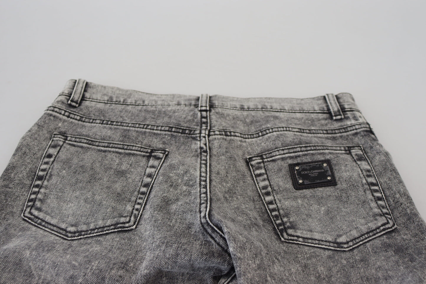 Grey Washed Cotton Slim Fit Men Denim Jeans-Dolce & Gabbana-LabelTerrace.com