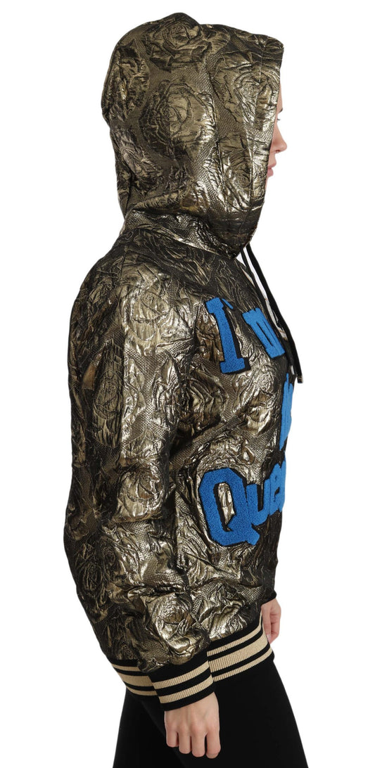 Im The Queen Jaquard Gold Sweatshirt Hoodie-Dolce & Gabbana-LabelTerrace.com