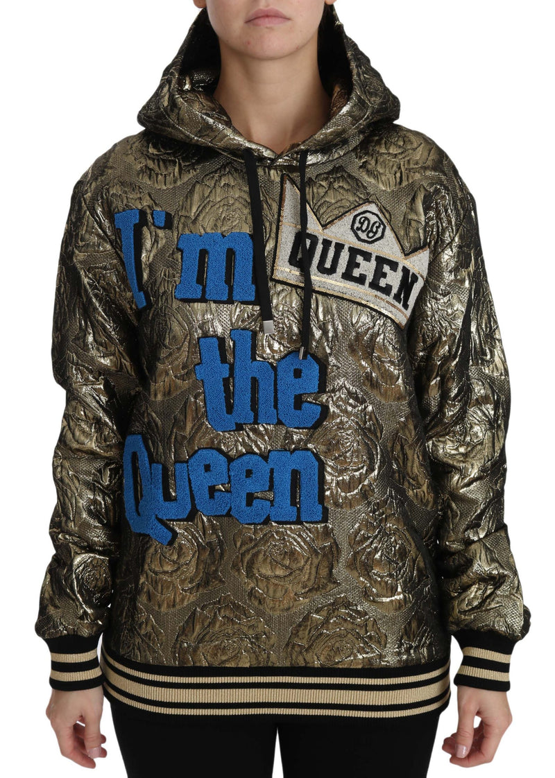 Im The Queen Jaquard Gold Sweatshirt Hoodie-Dolce & Gabbana-LabelTerrace.com