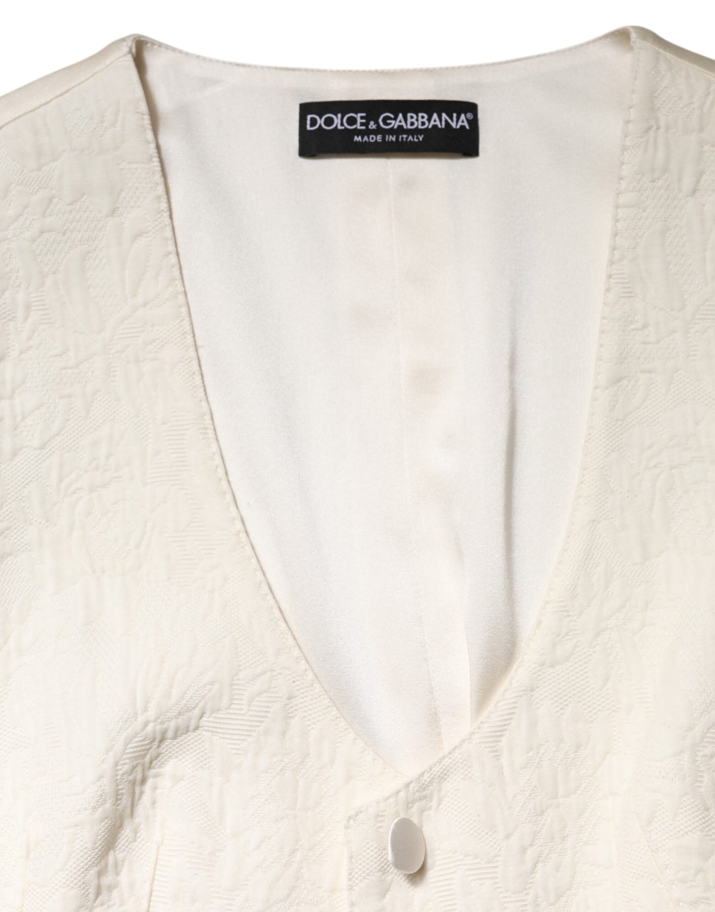 Ivory Cotton Button Down Sleeveless Vest Top-Dolce & Gabbana-LabelTerrace.com