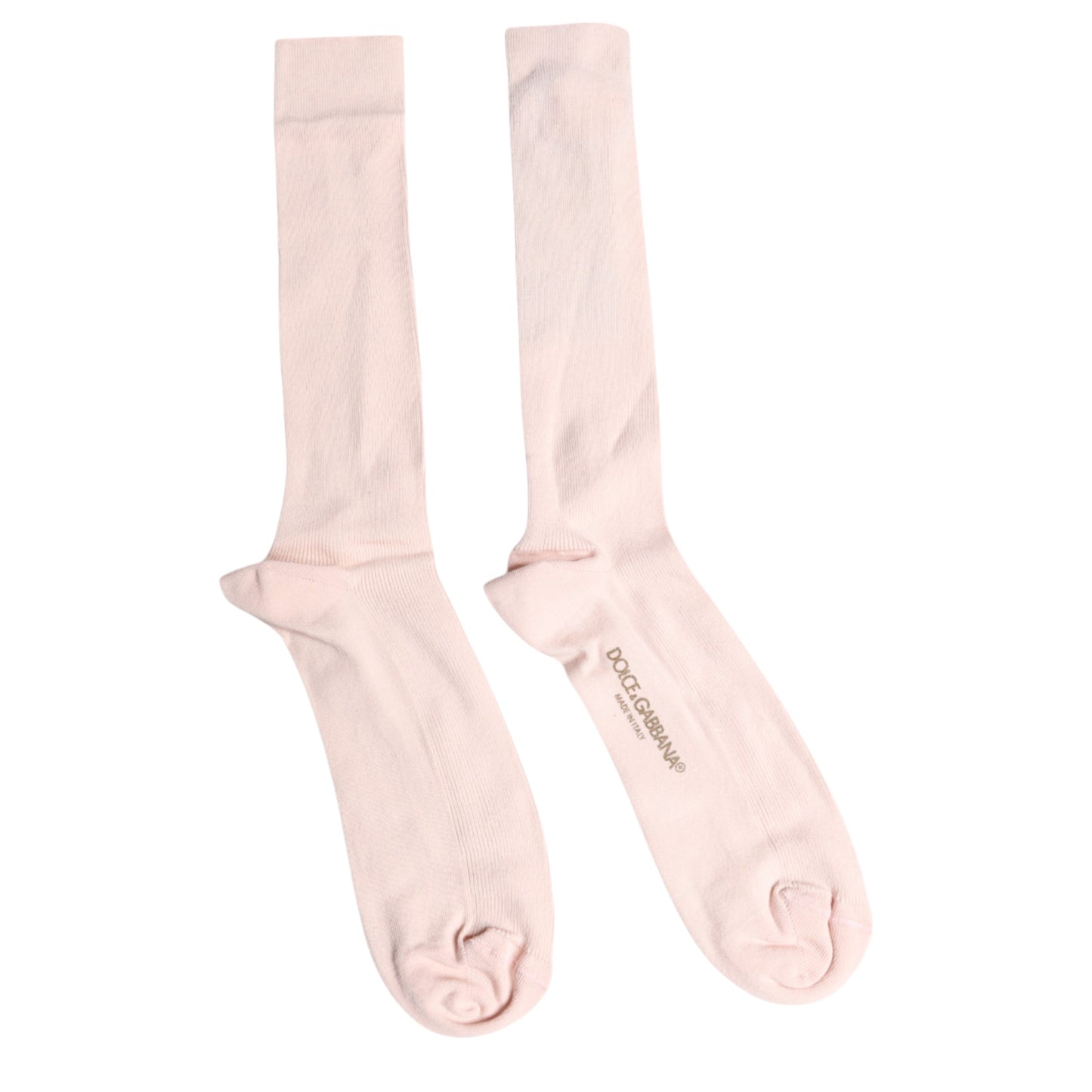 Ivory Cotton Stretch Logo Over Calf Socks-Dolce & Gabbana-LabelTerrace.com
