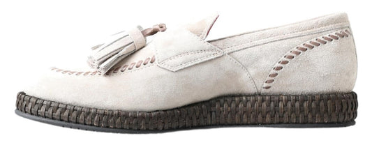 Ivory Suede Leather Men Espadrille Shoes-Dolce & Gabbana-LabelTerrace.com