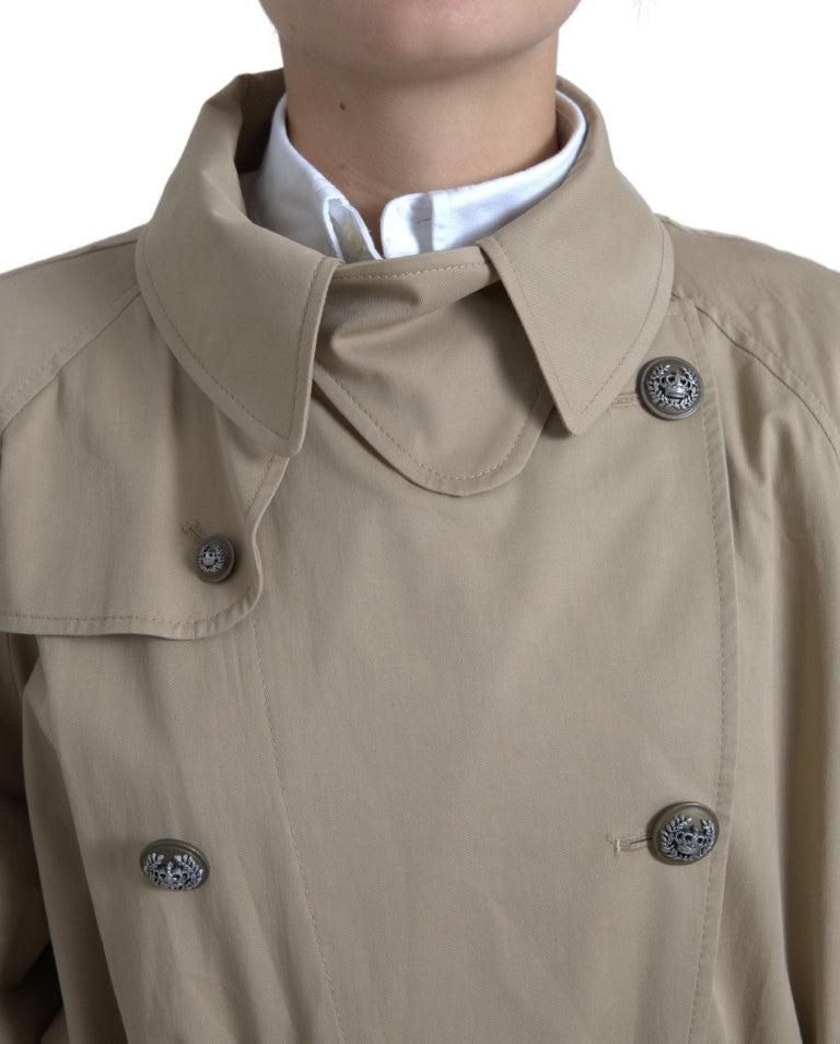 Khaki Double Breasted Trench Coat Jacket-Dolce & Gabbana-LabelTerrace.com
