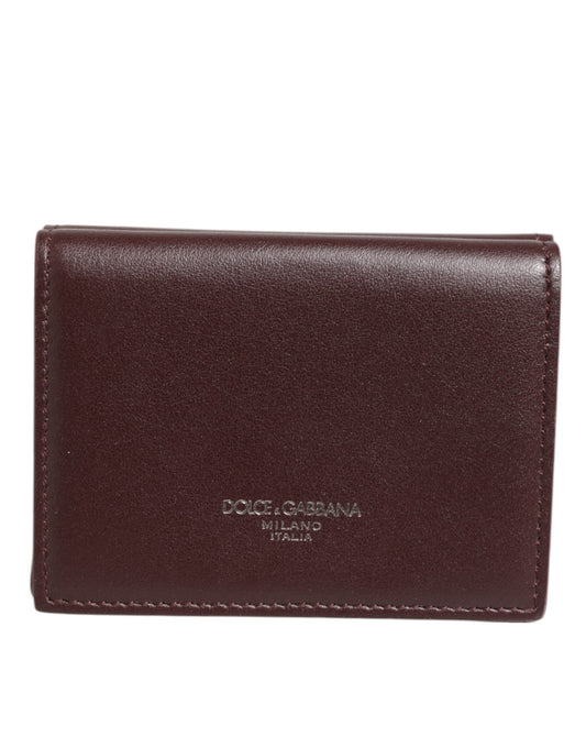 Leather Embossed Logo Trifold Men Card Holder Dark Brown-Dolce & Gabbana-LabelTerrace.com
