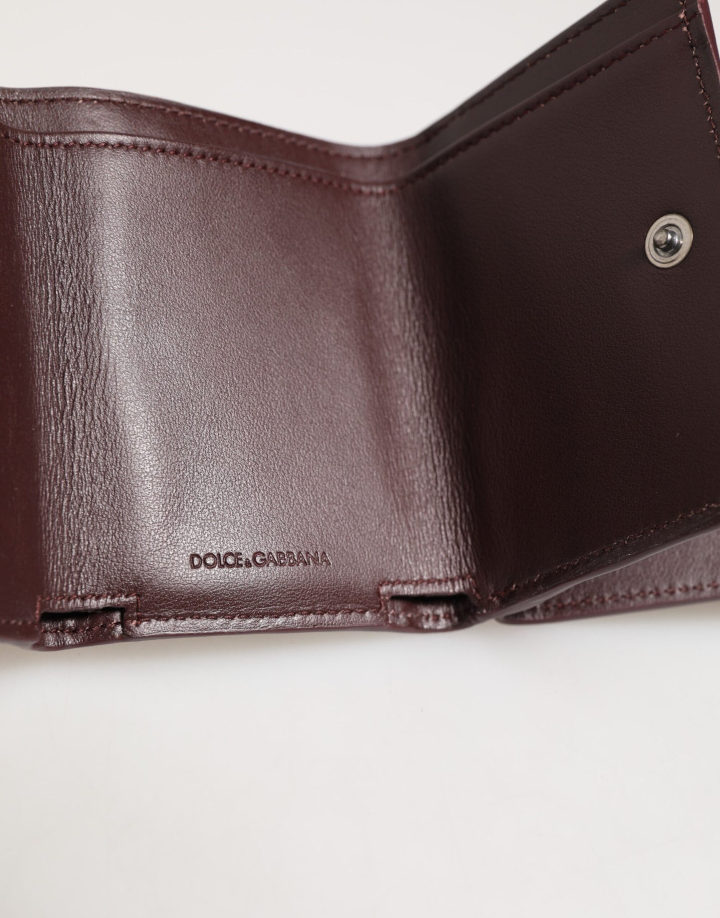 Leather Embossed Logo Trifold Men Card Holder Dark Brown-Dolce & Gabbana-LabelTerrace.com