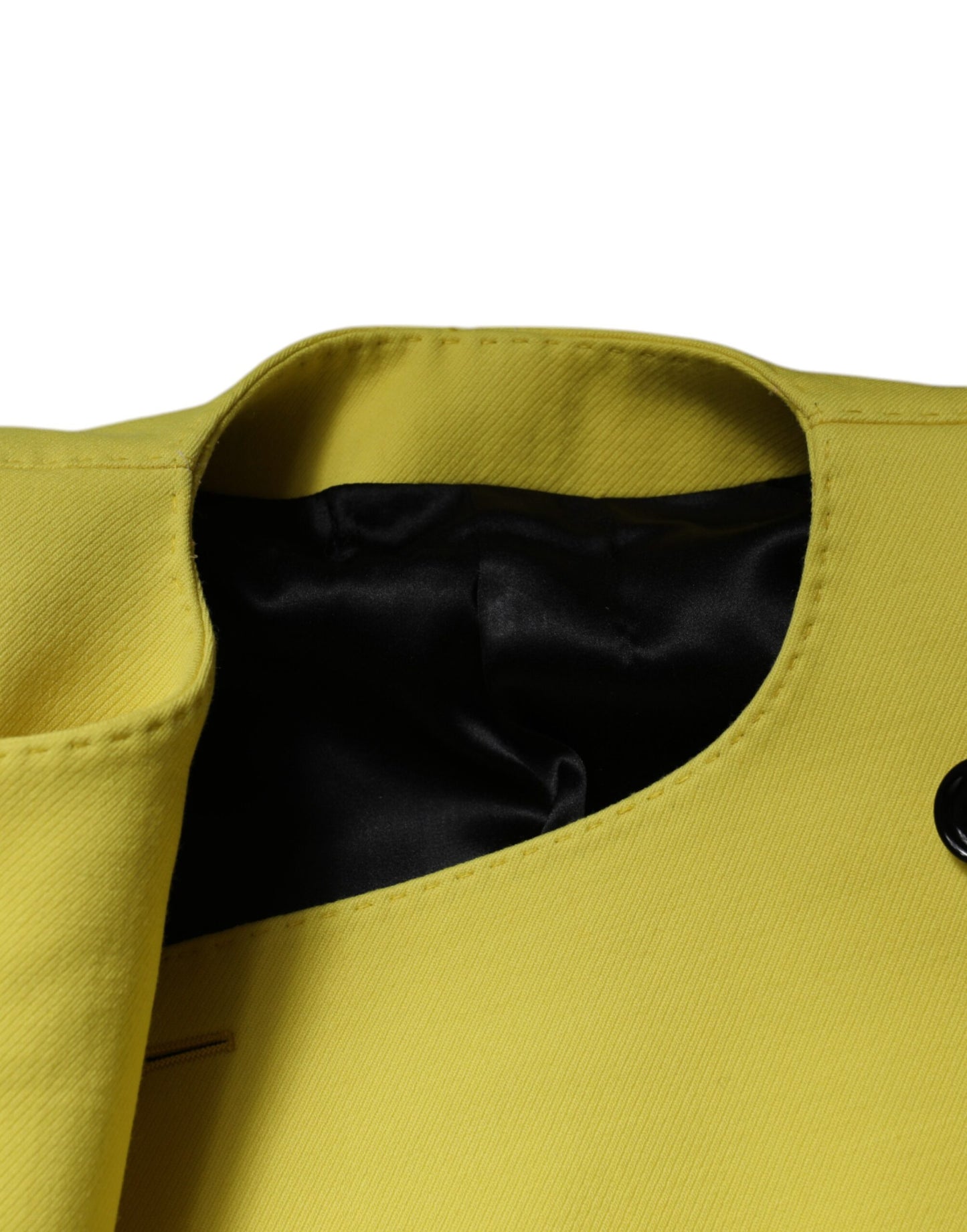 Lemon Yellow Wool Long Sleeves Cropped Coat Jacket-Dolce & Gabbana-LabelTerrace.com
