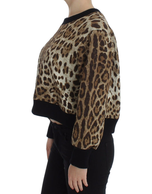 Leopard Print Crewneck Short Sweater-Dolce & Gabbana-LabelTerrace.com