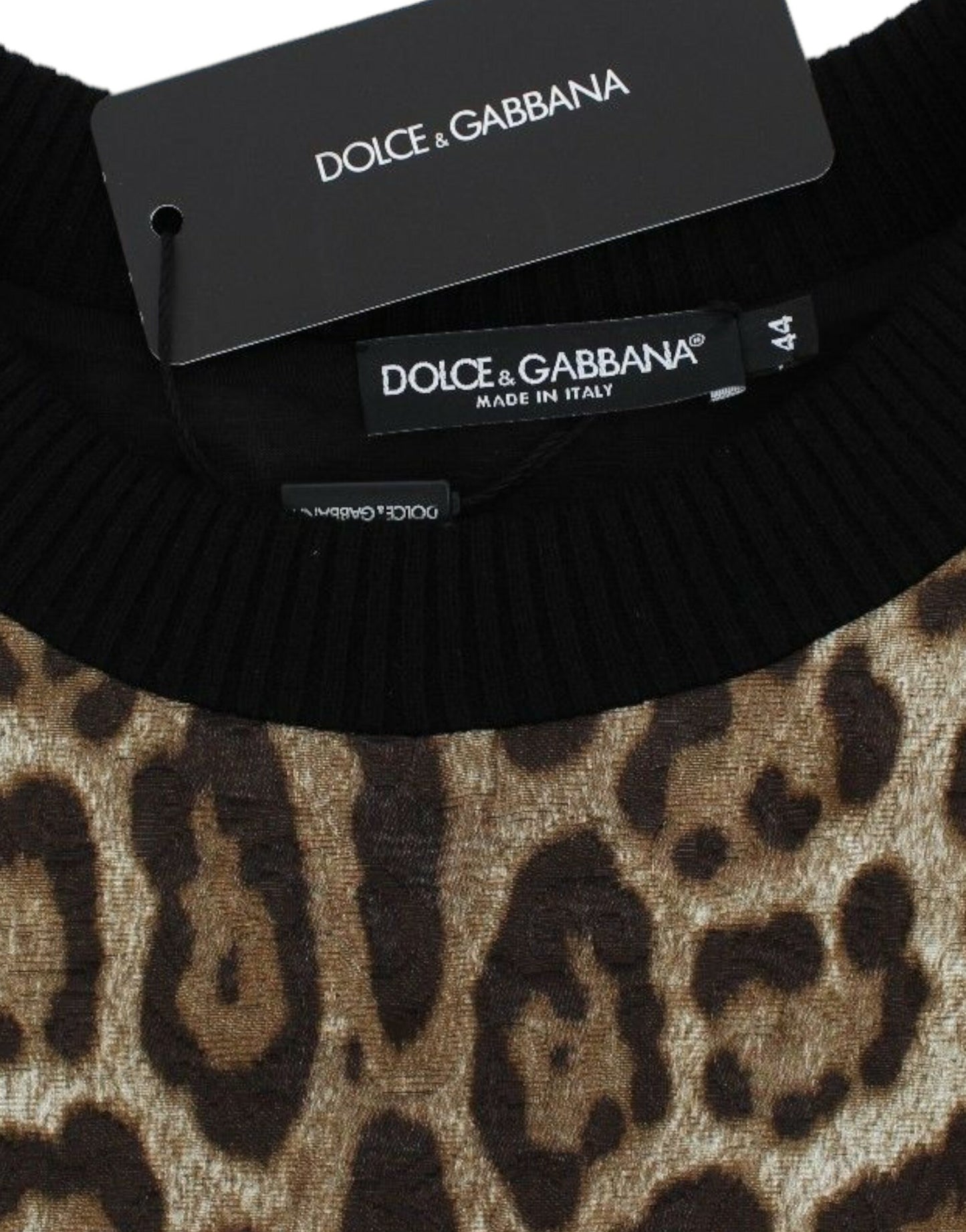 Leopard Print Crewneck Short Sweater-Dolce & Gabbana-LabelTerrace.com