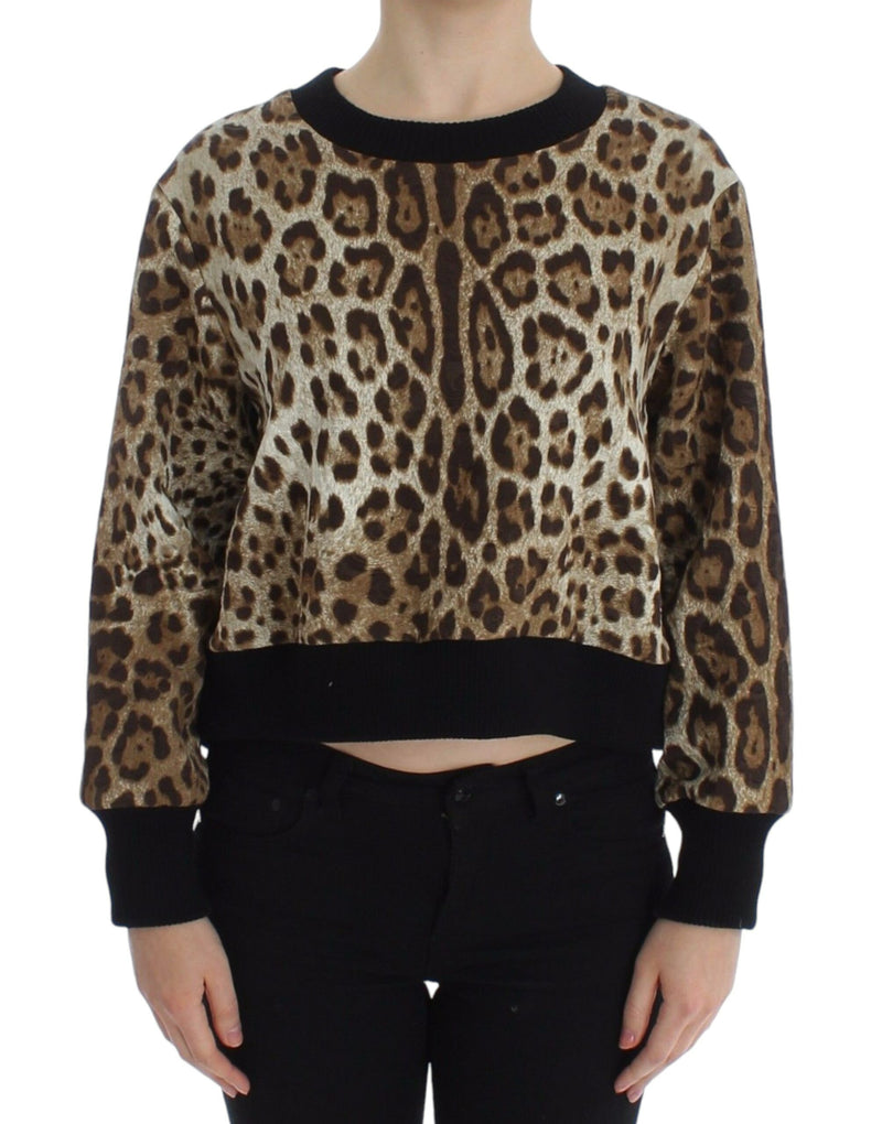 Leopard Print Crewneck Short Sweater-Dolce & Gabbana-LabelTerrace.com