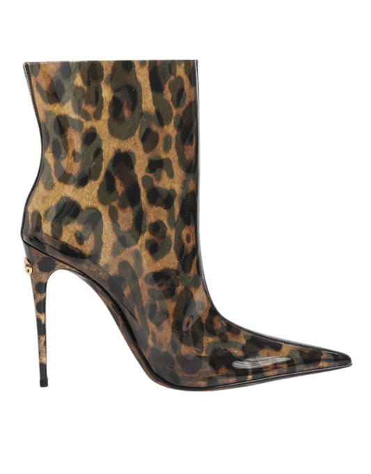 Leopard Print PVC Pointed Toe Boots Shoes-Dolce & Gabbana-LabelTerrace.com