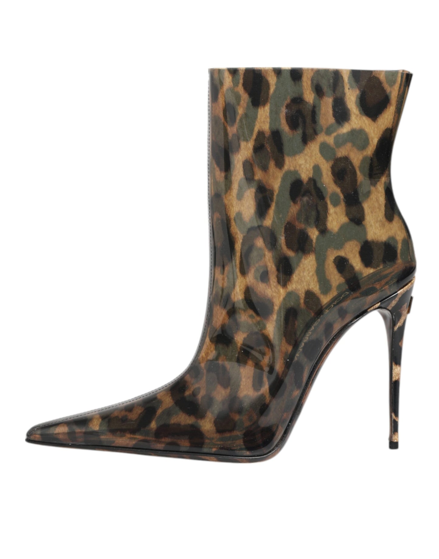 Leopard Print PVC Pointed Toe Boots Shoes-Dolce & Gabbana-LabelTerrace.com