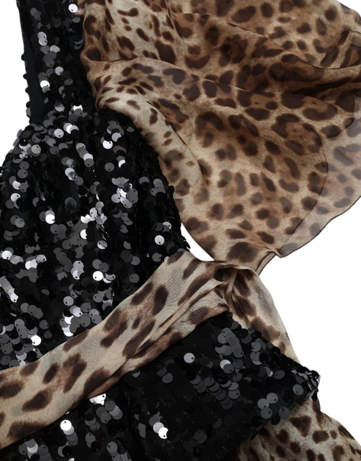 Leopard Print Silk Sequin Ruffle Maxi Dress-Dolce & Gabbana-LabelTerrace.com