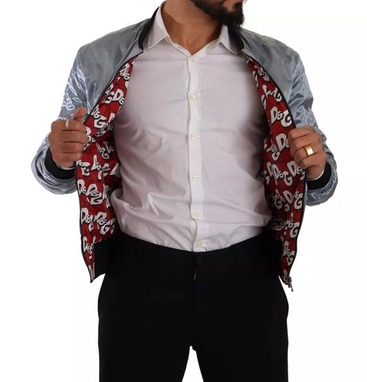 Light Blue Bomber Coat Men Jacket-Dolce & Gabbana-LabelTerrace.com