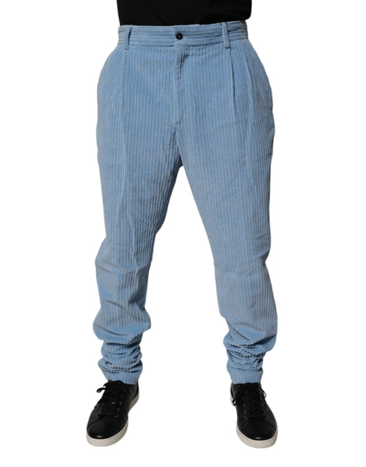 Light Blue Corduroy Cotton Skinny Denim Jeans-Dolce & Gabbana-LabelTerrace.com