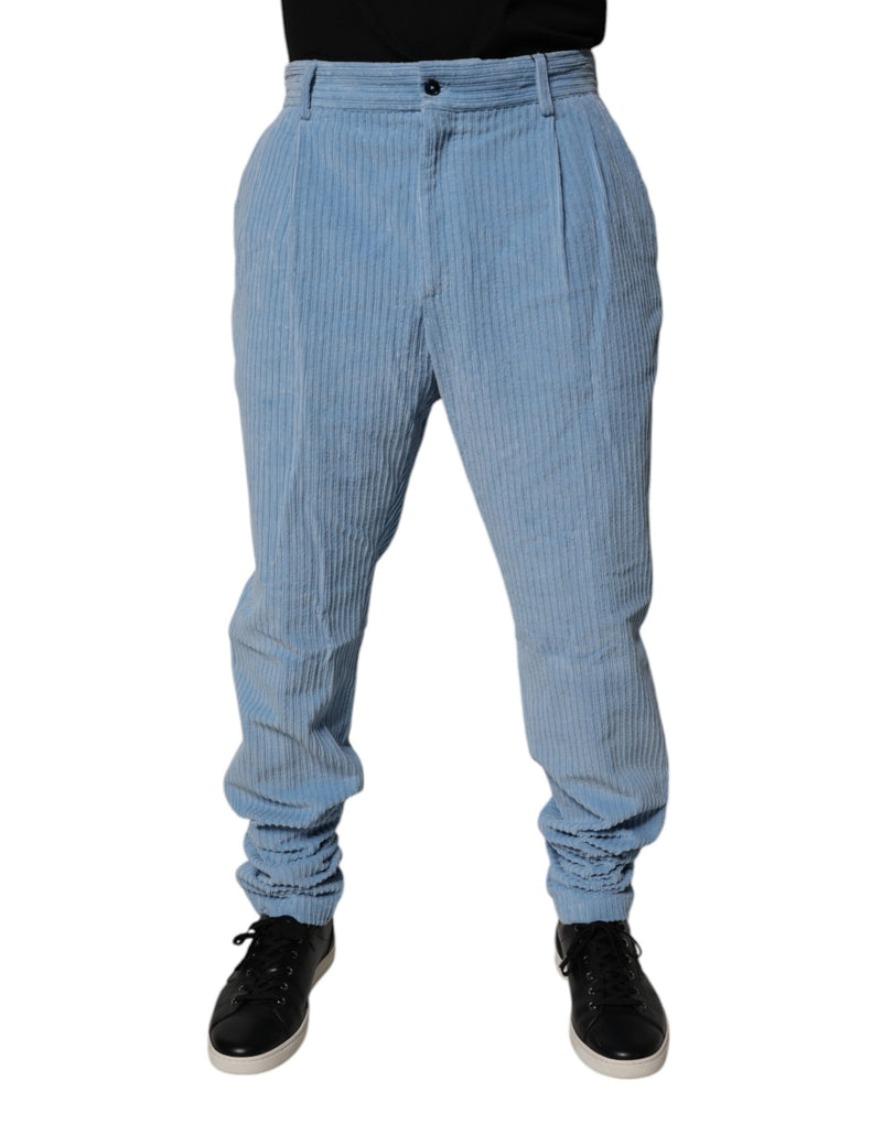 Light Blue Corduroy Cotton Skinny Denim Jeans-Dolce & Gabbana-LabelTerrace.com