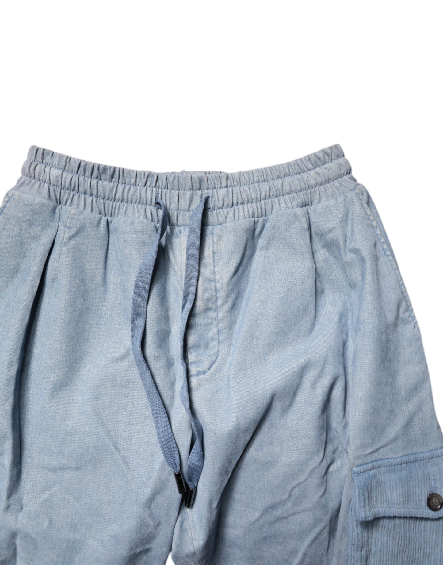 Light Blue Cotton Jogger Cargo Men Denim Pants-Dolce & Gabbana-LabelTerrace.com
