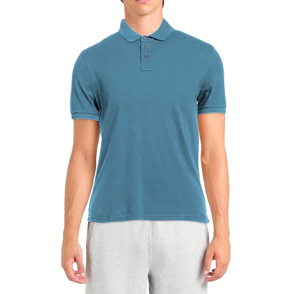Light Blue Cotton Men Polo Shirt-Alpha Studio-LabelTerrace.com
