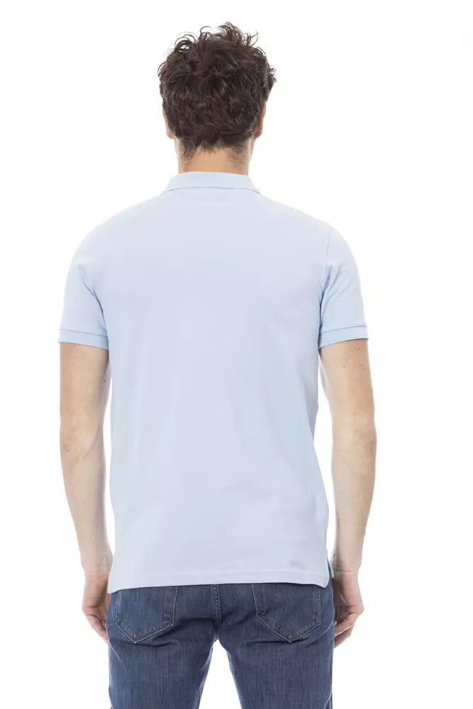 Light Blue Cotton Men Polo Shirt-Baldinini Trend-LabelTerrace.com