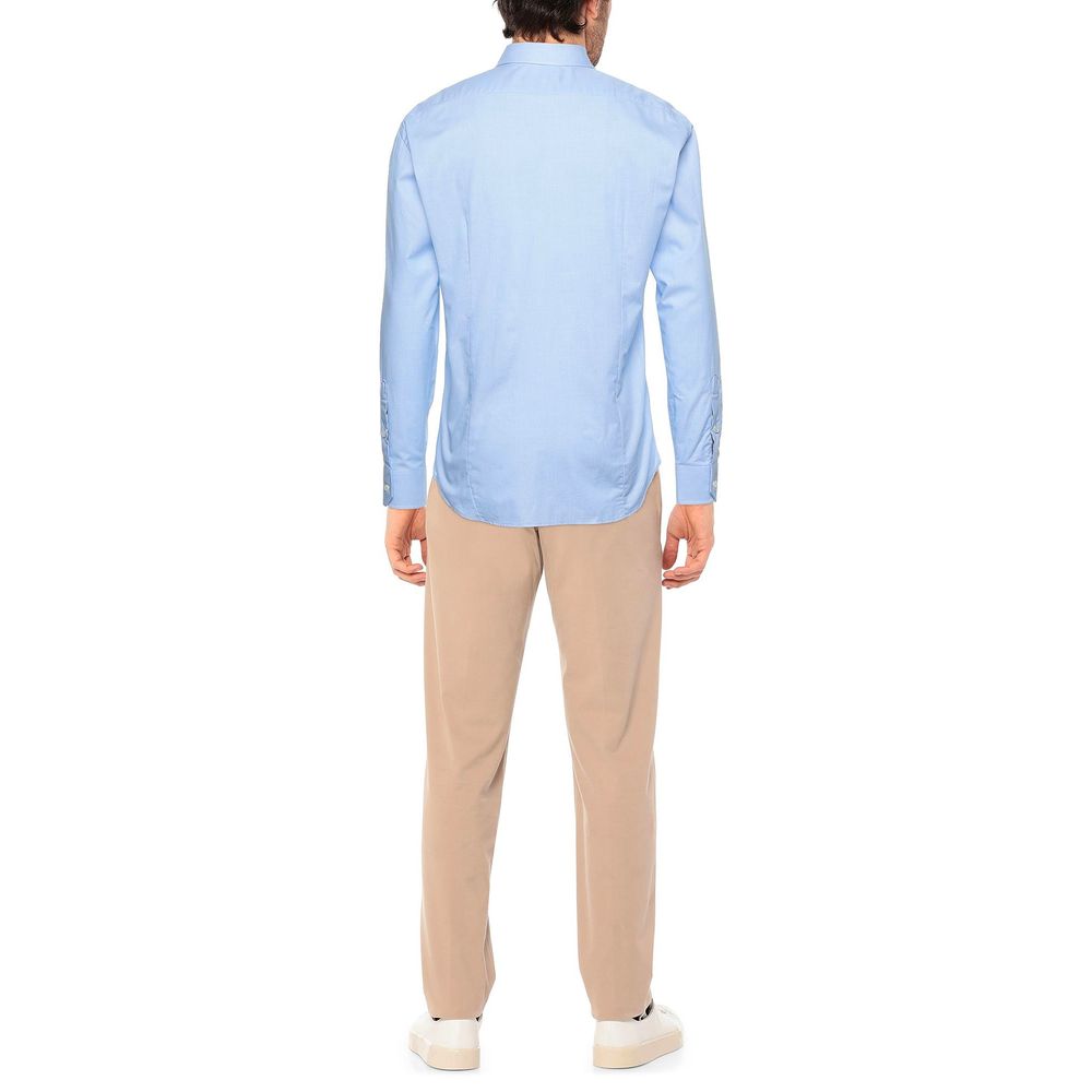 Light Blue Cotton Men Shirt-Aquascutum-LabelTerrace.com