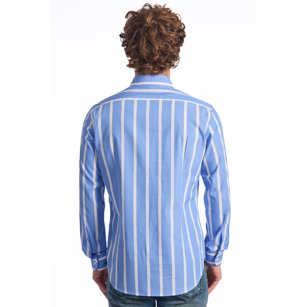 Light Blue Cotton Men Shirt-Baldinini Trend-LabelTerrace.com