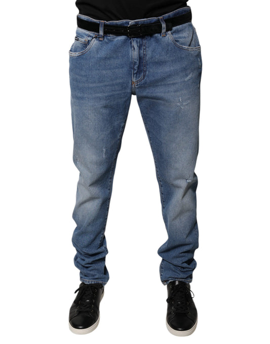 Light Blue Cotton Men Skinny Denim Jeans-Dolce & Gabbana-LabelTerrace.com