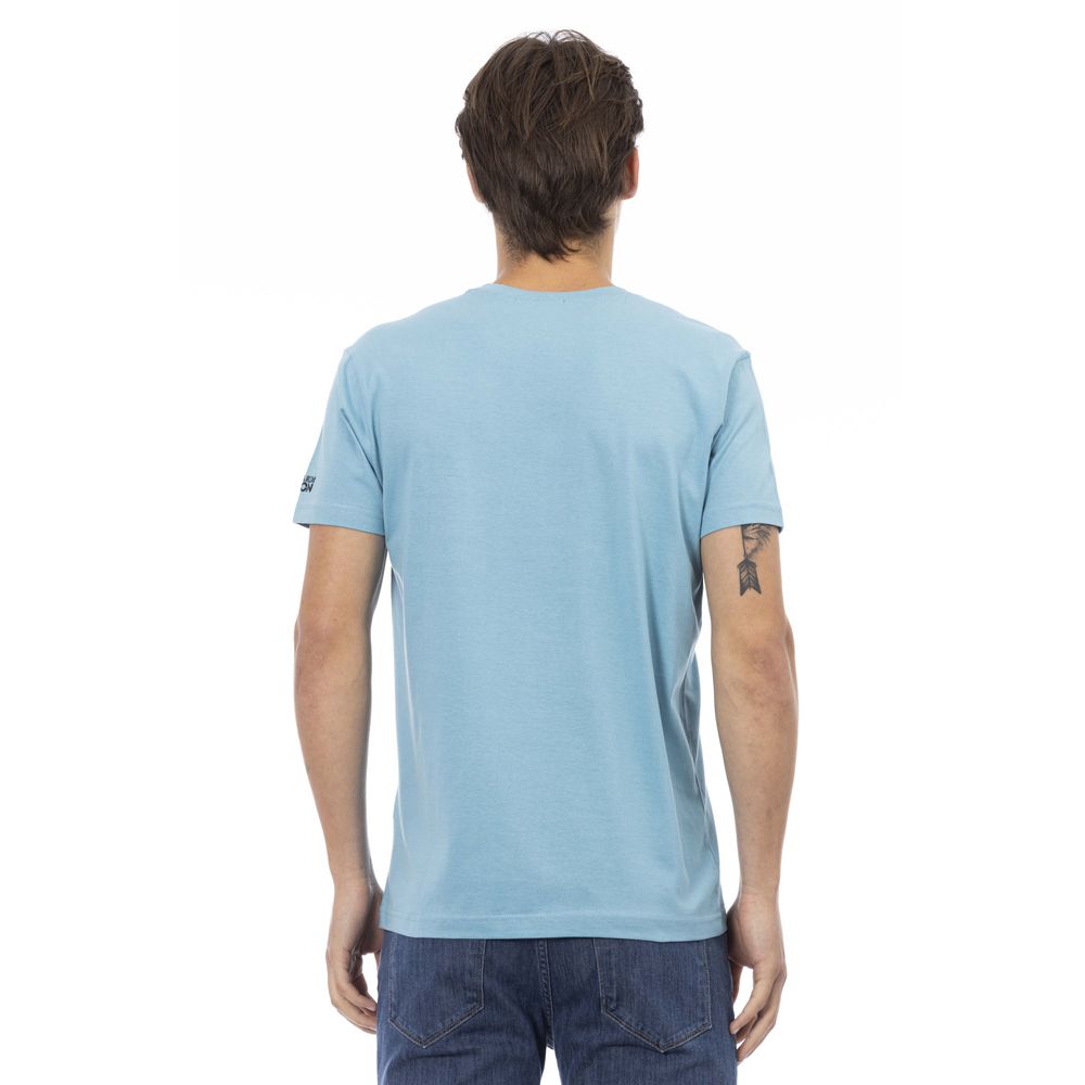 Light Blue Cotton Men T-Shirt-Trussardi Action-LabelTerrace.com