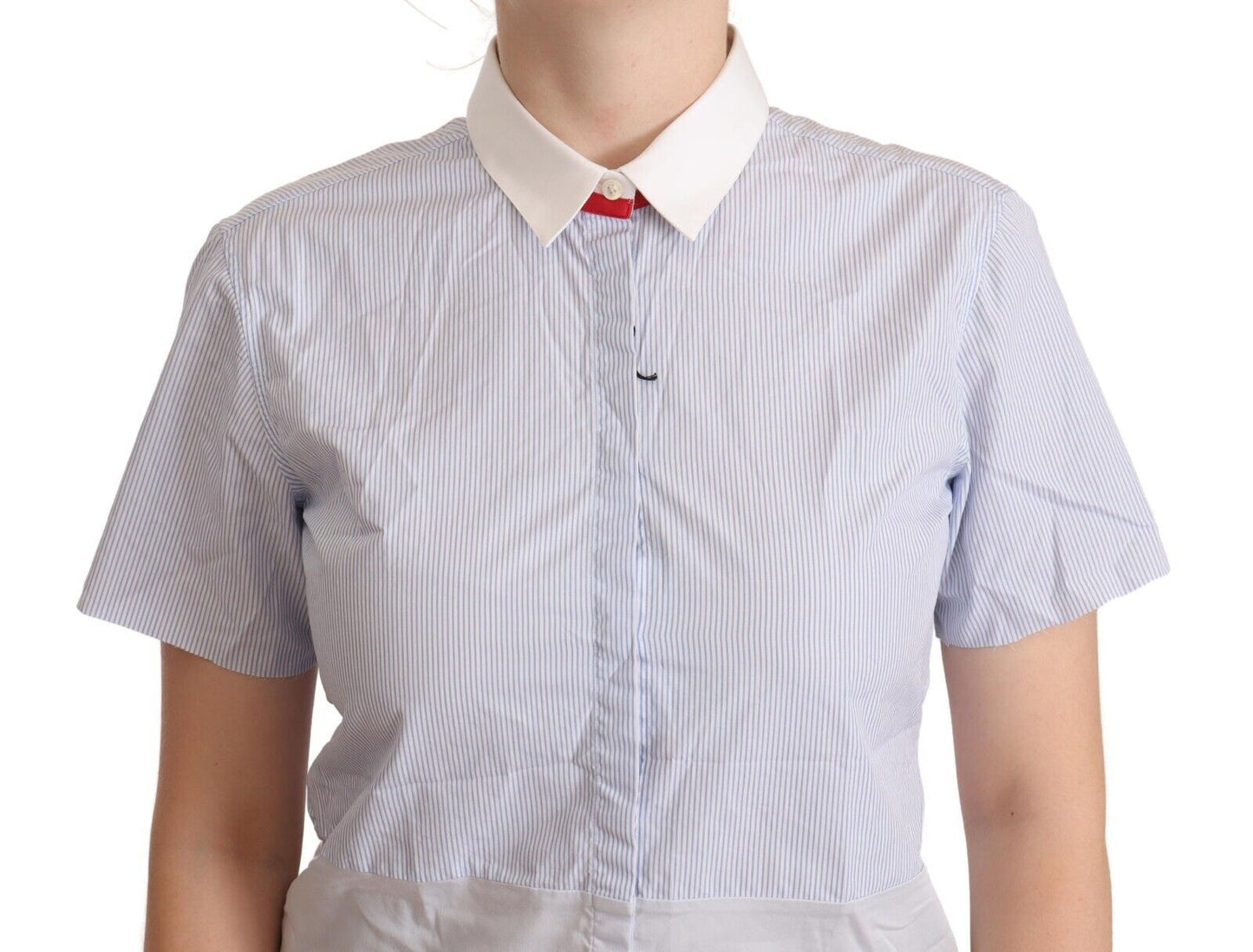 Light Blue Cotton Short Sleeves Collared Polo Top-AGLINI-LabelTerrace.com