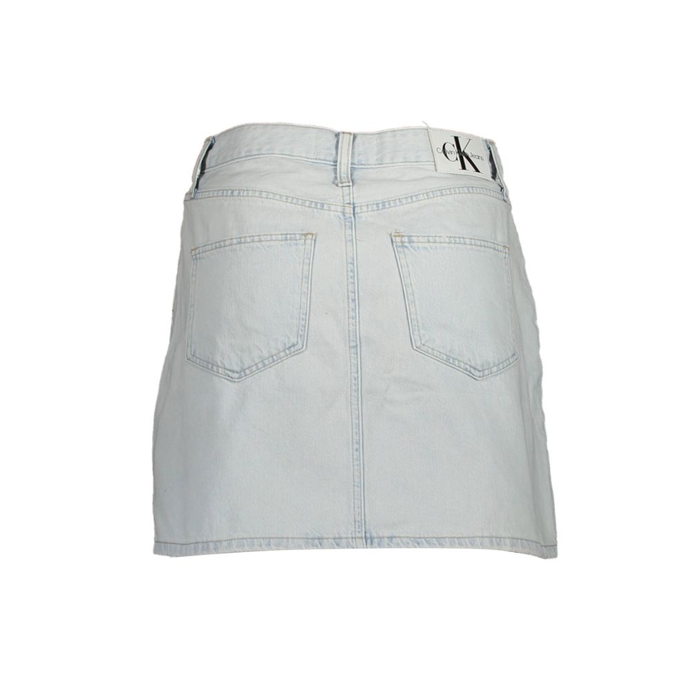 Light Blue Cotton Women Skirt-Calvin Klein-LabelTerrace.com