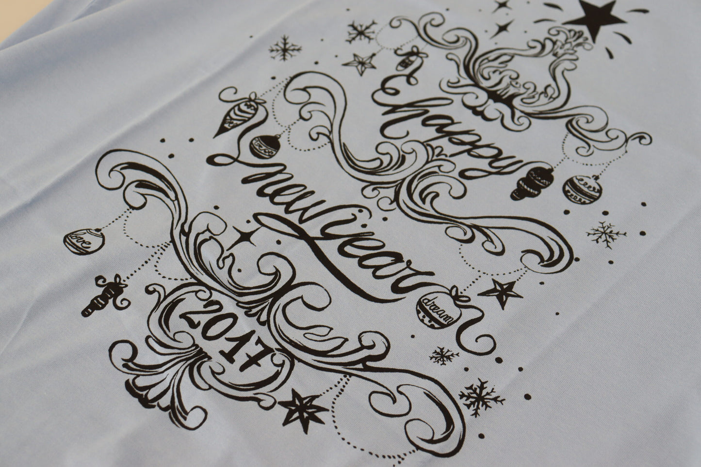 Light Blue Happy New Year 2017 Cotton T-shirt-Dolce & Gabbana-LabelTerrace.com