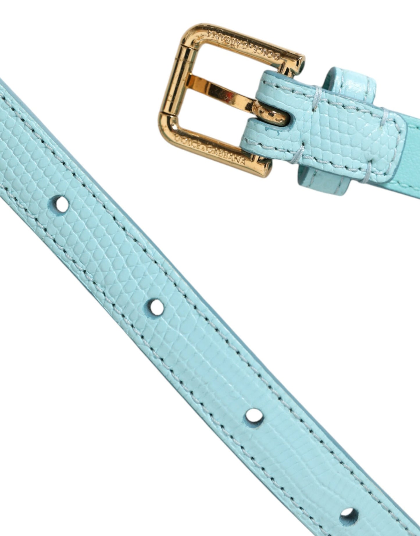 Light Blue Leather Crystal Chain Waist Belt-Dolce & Gabbana-LabelTerrace.com