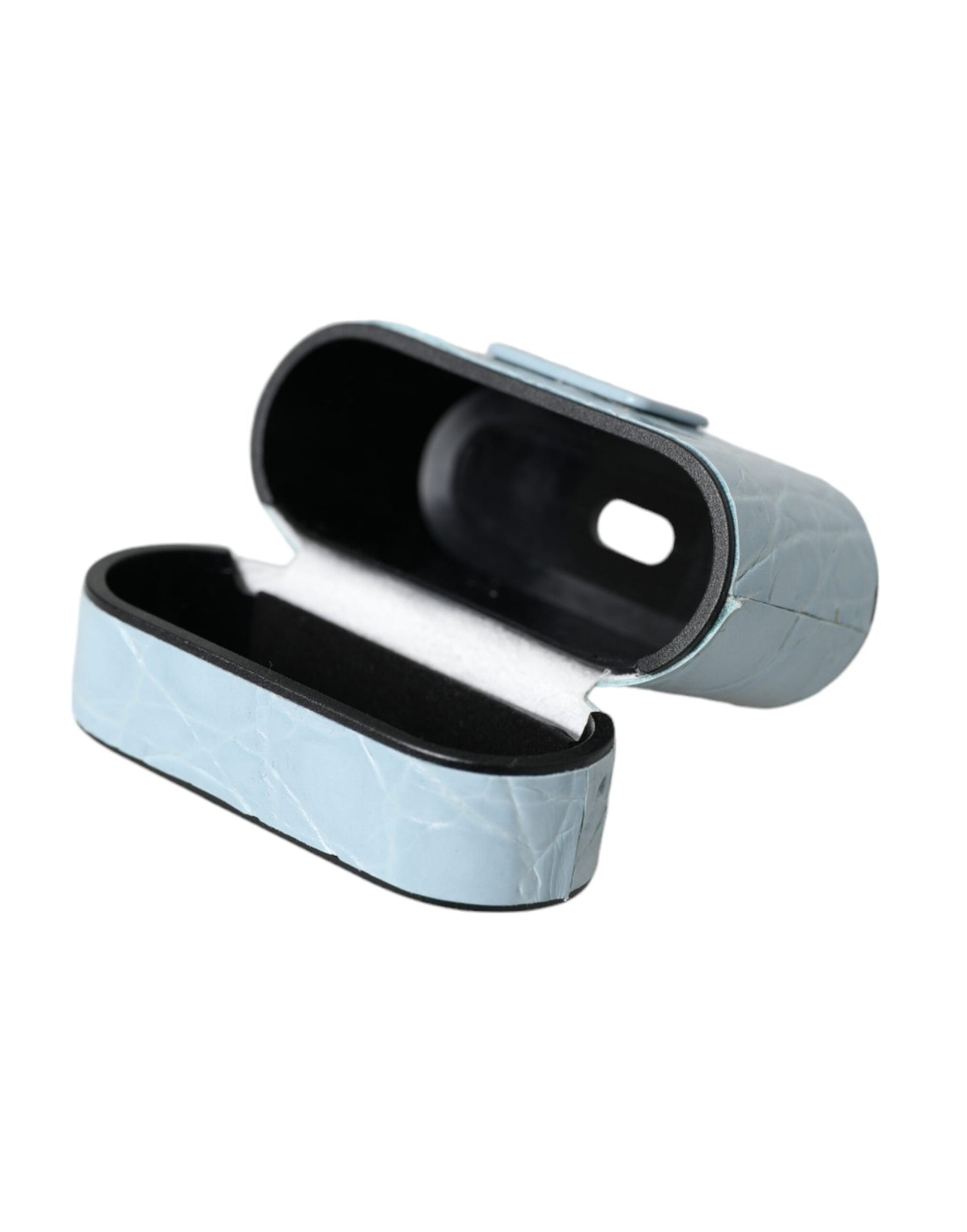 Light Blue Leather Metal Logo Plaque Airpods Case-Dolce & Gabbana-LabelTerrace.com