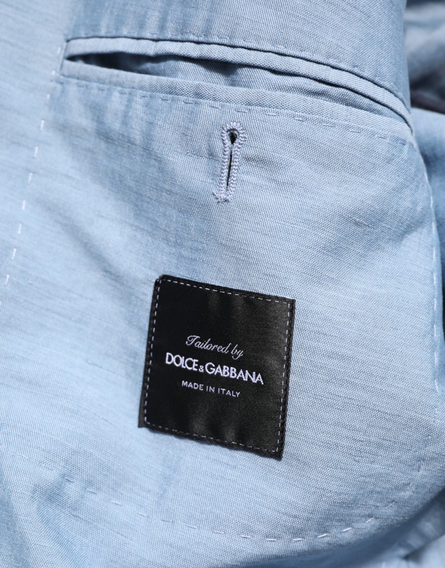 Light Blue Linen Double Breasted Men Jacket Blazer-Dolce & Gabbana-LabelTerrace.com