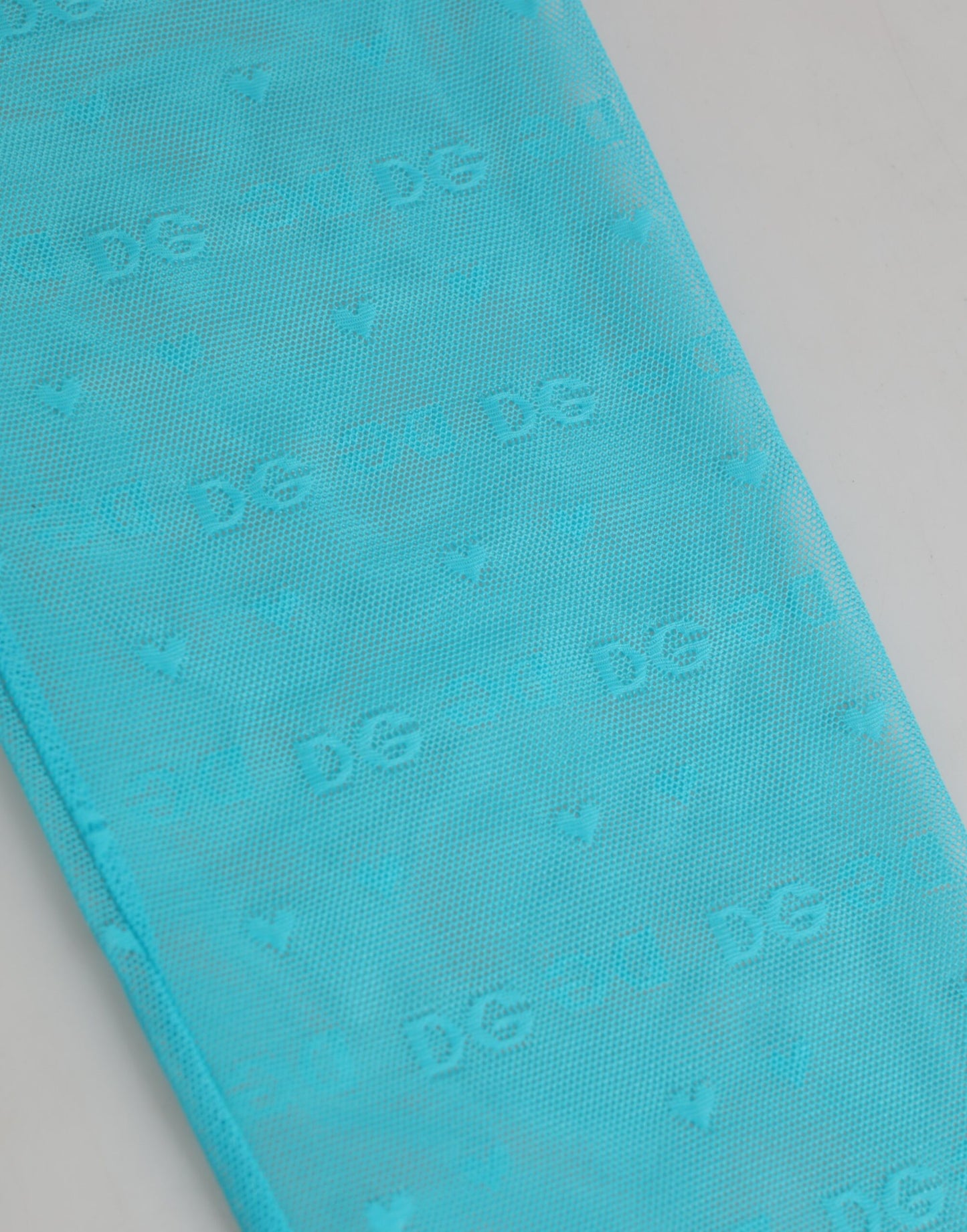 Light Blue Nylon Logo Lace Leggings Pants Underwear-Dolce & Gabbana-LabelTerrace.com