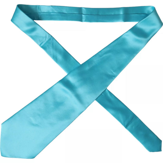 Light Blue Satin Silk Wide Adjustable Men Tie-Dolce & Gabbana-LabelTerrace.com
