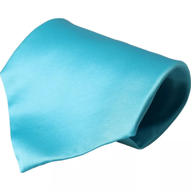 Light Blue Satin Silk Wide Adjustable Men Tie-Dolce & Gabbana-LabelTerrace.com