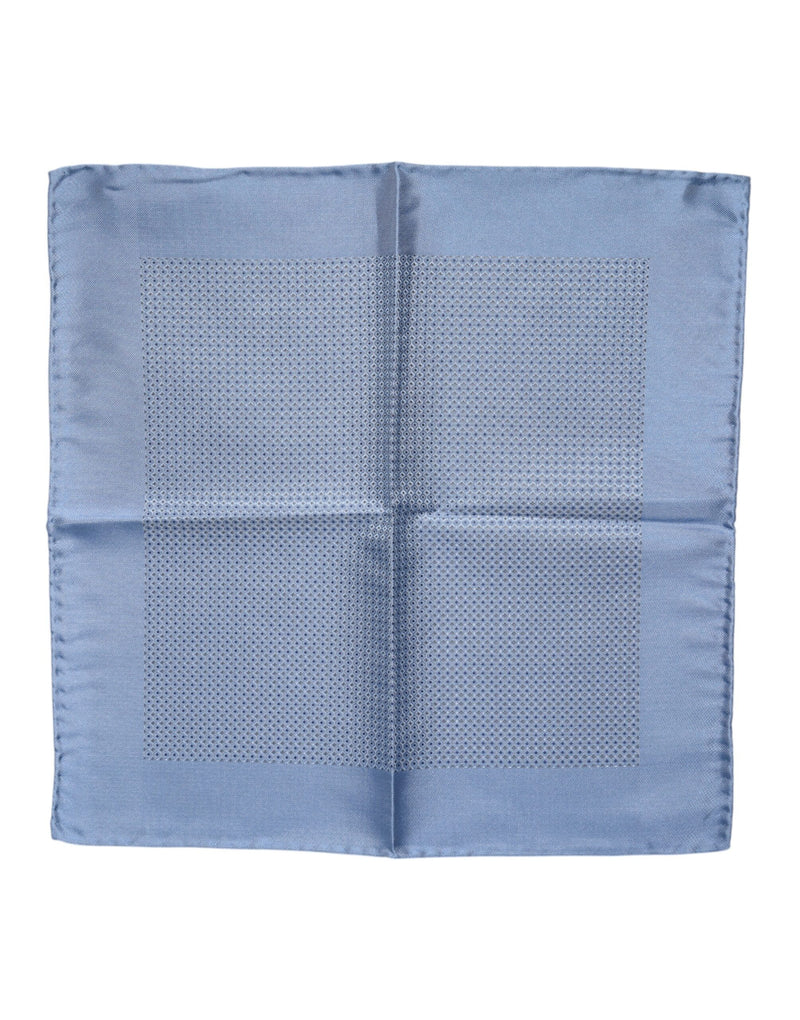 Light Blue Silk Square Men Foulard Scarf-Dolce & Gabbana-LabelTerrace.com