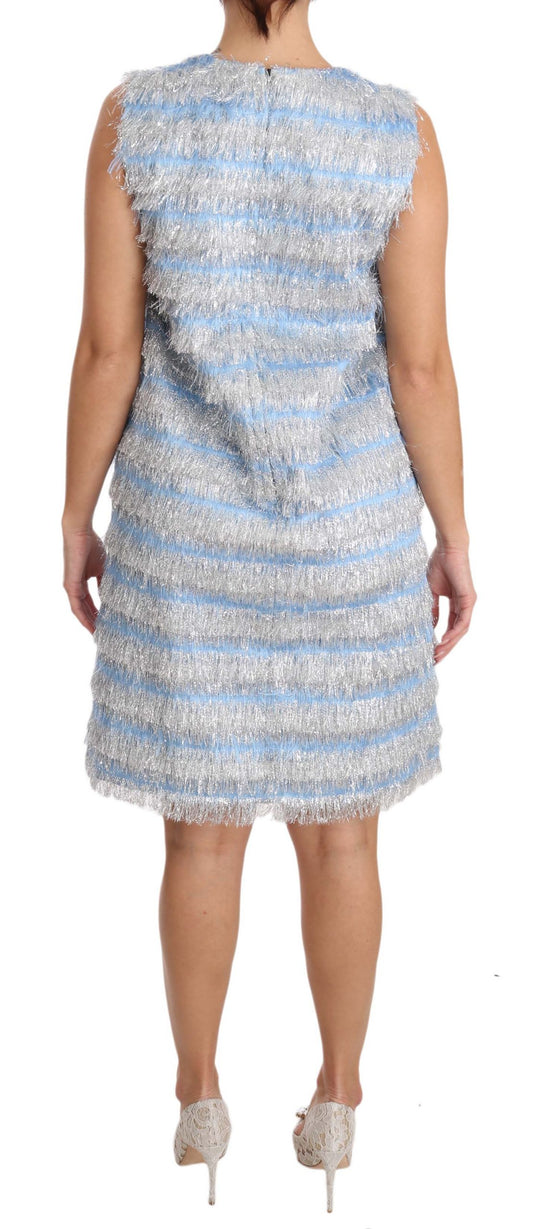 Light Blue Silver Shift Gown Dress-Dolce & Gabbana-LabelTerrace.com