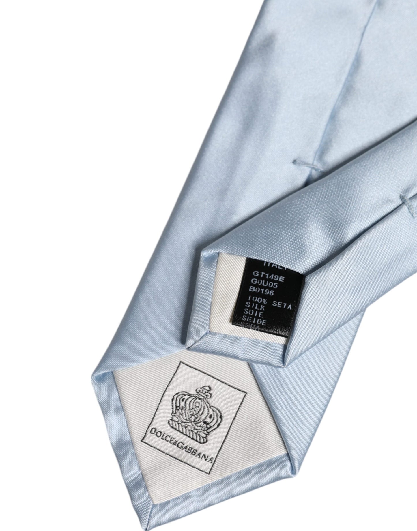 Light Blue Solid Silk Adjustable Necktie Tie-Dolce & Gabbana-LabelTerrace.com