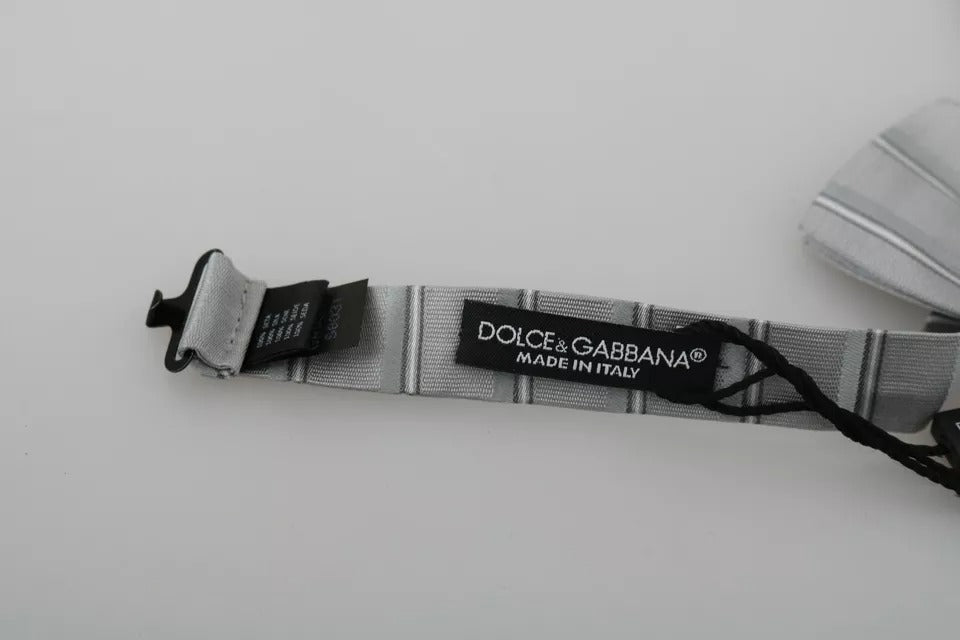 Light Gray Lining Adjustable Neck Butterfly Bow Tie-Dolce & Gabbana-LabelTerrace.com